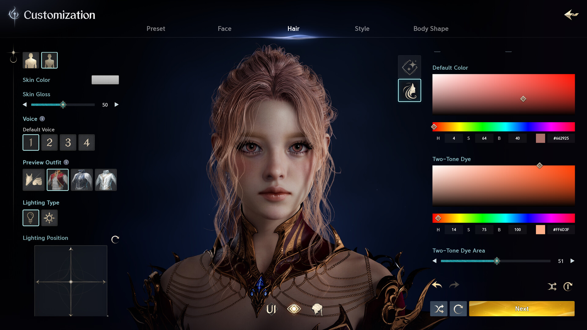 The AION 2 character customization screen